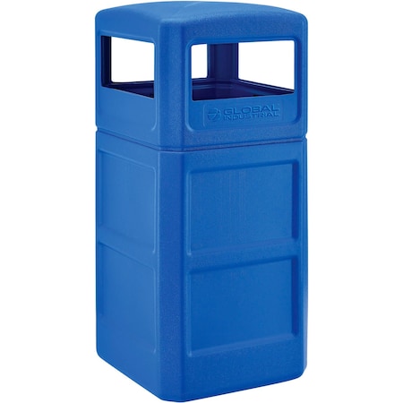 Global Industrial Square Outdoor Can, Blue, Plastic, 18-1/2 in 641414BL